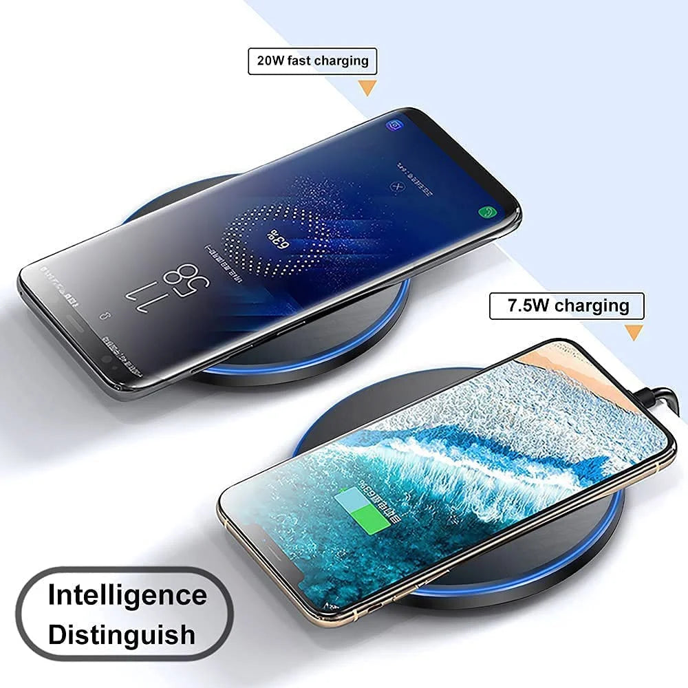 20W Wireless Charger Fast Charging Station for Iphone 15 14 13 12 11 X 8 Airpods Samsung Galaxy Black