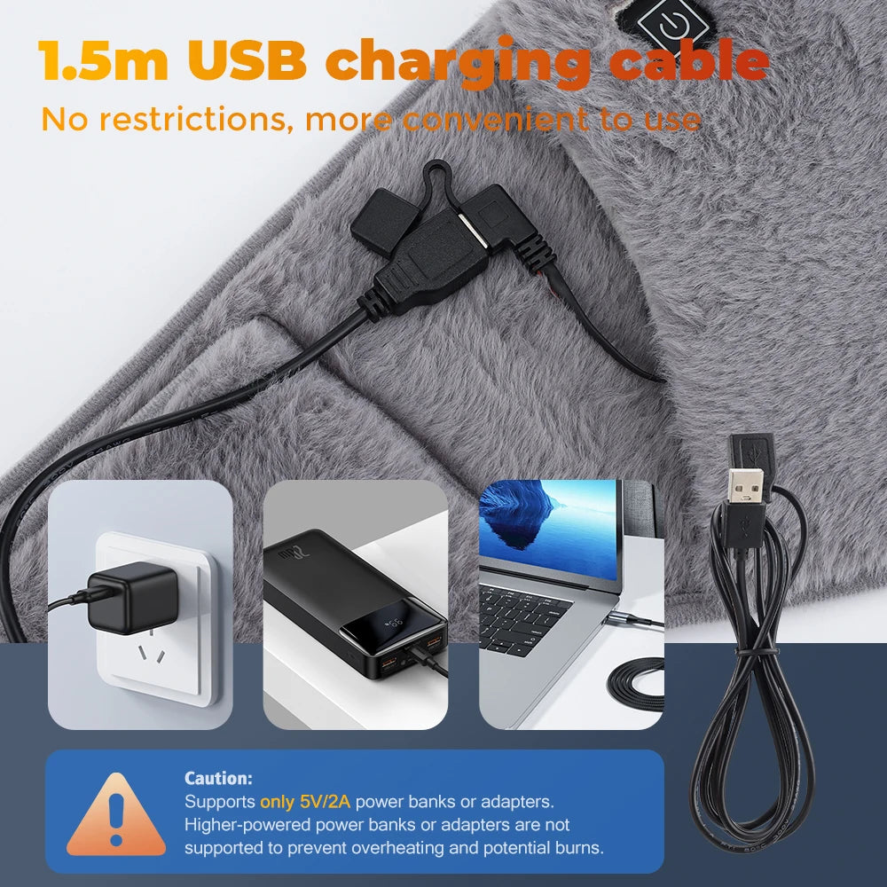 3-Levels Electric Heating Pad Cold-Proof Uterine Belt Cold-Proof Hand Waist Warming Pad USB Recharging Abdominal Warmer